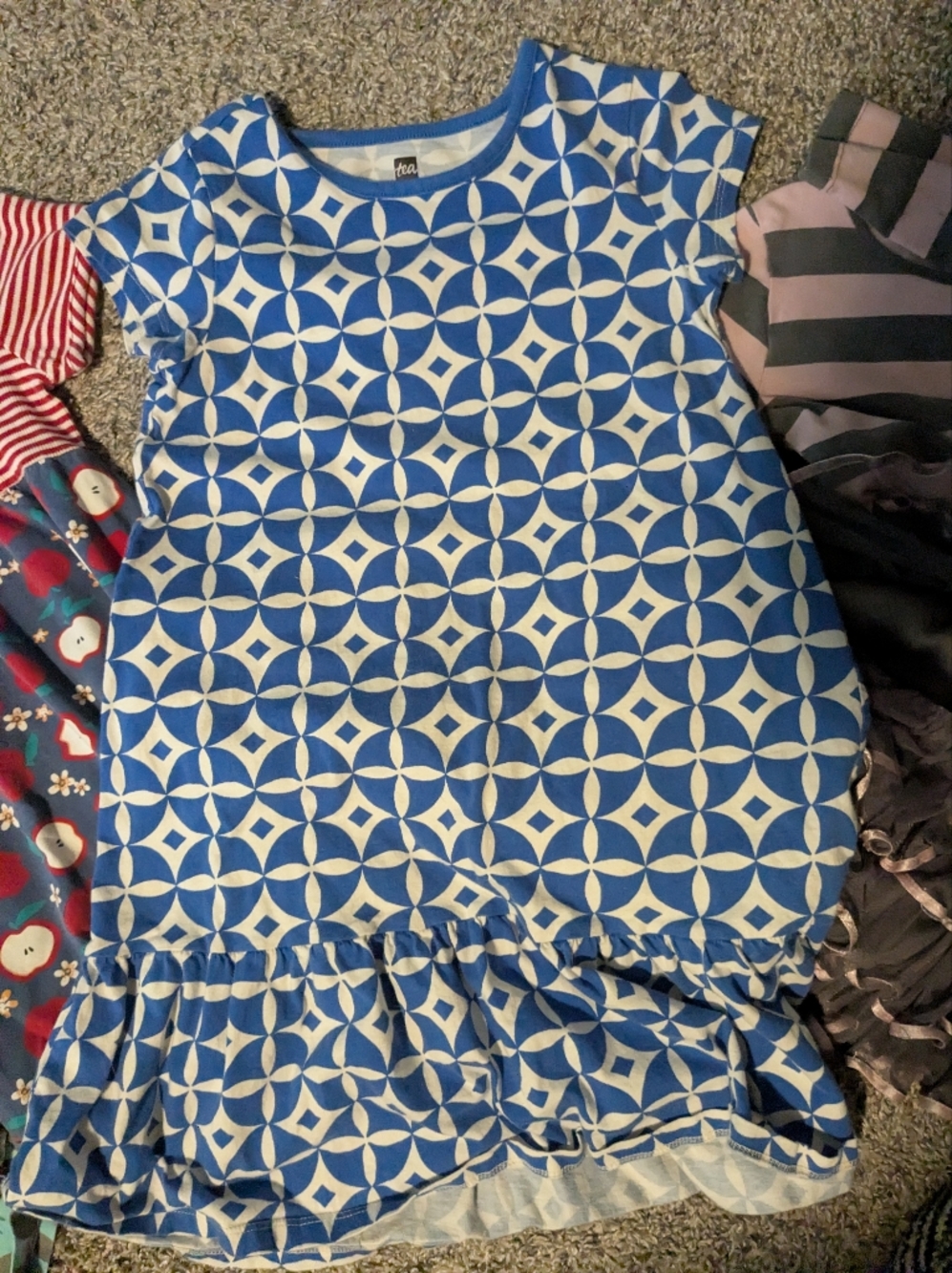 Tea Brand Blue & White,  Cynthia Rawly Apple, Garnet Hill Gray Fluffy